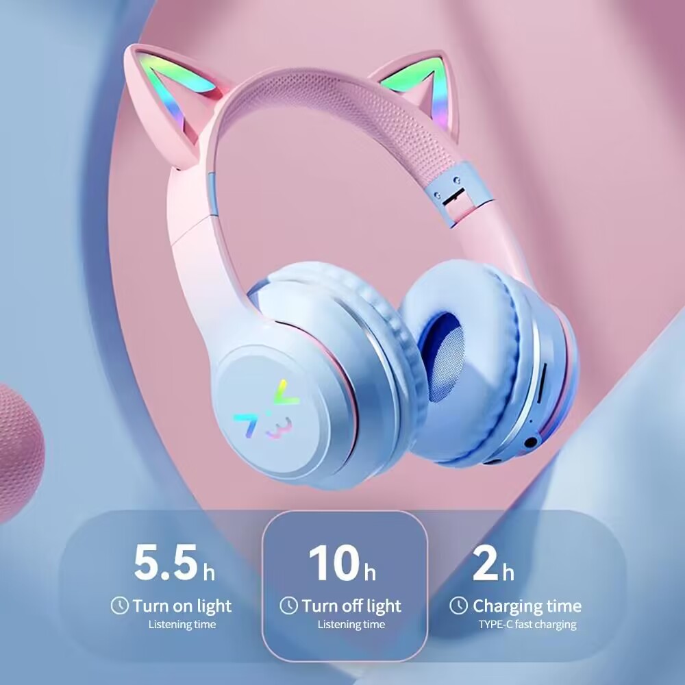 Wireless Headphones RGB Cute C - Outdoor Sport Activities For Kids 评论和价格
